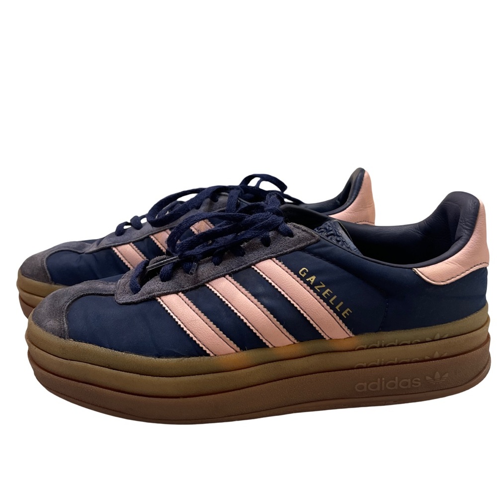 adidas Gazelle Bold Platform Sneakers - Navy Blue/Pink/Gum Sole size 9.5 - Picture 2 of 11